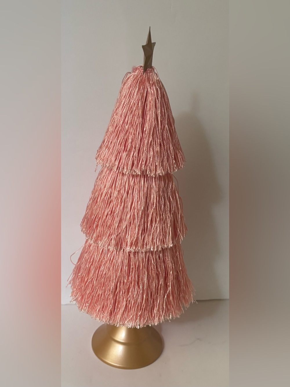 Christmas tabletop fringe tree NEW NWT pink decor 16”H - Picture 7 of 10